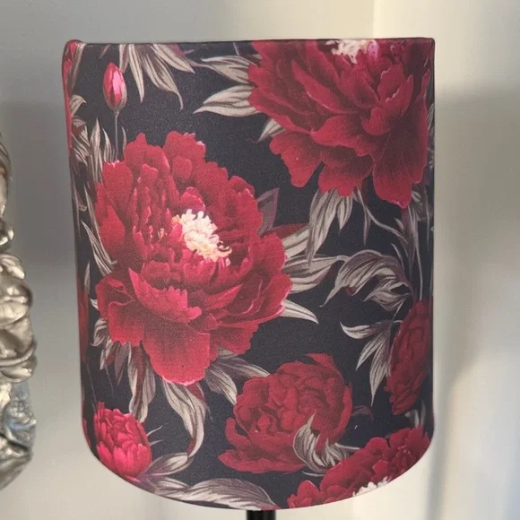Floral Black and Red Table Lamp - Picture 2 of 4